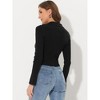 Allegra K Women's Zipper Up Bell Long Sleeve Collared Crop Knit Sweater Jacket - 3 of 4