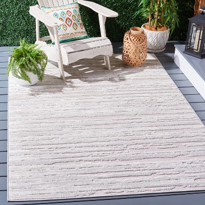 Cabana Modern Gray Square Outdoor Rug 6'7" - Weather-Resistant Synthetic