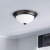 Portage Bay Flush Mount Ceiling Light Modern Lighting Fixture, Alabaster Glass Shade for Bedroom Kitchen Hallway, 11 Inch, Bronze - 2 of 4