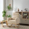 Modern Accent Rocking Recliner Armchair With Wood Legs,Teddy Fabric High Backrest Nursery Rocking Chair With Side Pocket And Leg Rest-Cuddlewood - 3 of 4