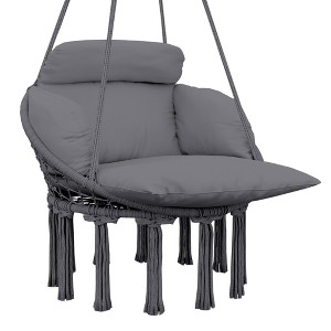 Outsunny Hanging Hammock Chair, Cotton Rope Macrame Swing Chair with Large Cushion, Chain, Steel Frame for Indoor Outdoor Patio Balcony - 1 of 4