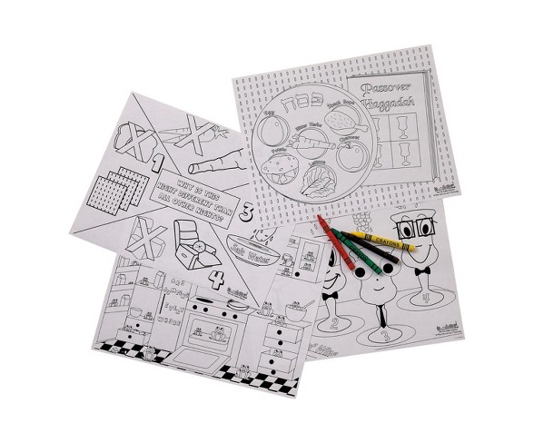 8ct 11"x9" Shulsinger Judaica Passover Coloring Place-mats with 4 Crayons