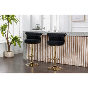 Kumasinova 24"-31"H Swivel Bar Stools Set of 2,Luxury Velvet Counter Height Barstools with Golden Metal Base&Footrest,250lbs Max - 1 of 4