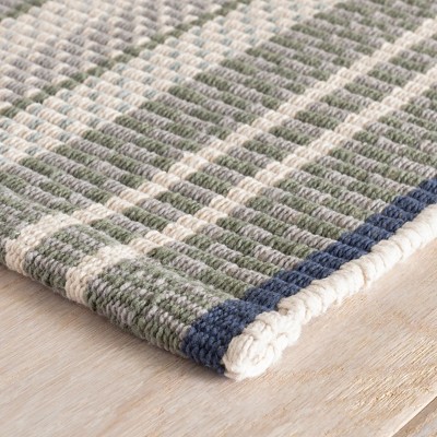 Ivory and Dove Gray Striped Handwoven Cotton Area Rug, 2' x 3'