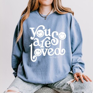 Simply Sage Market S.W.Smiley You Are So Loved Lightweight Garment Dyed Sweatshirt - 1 of 4