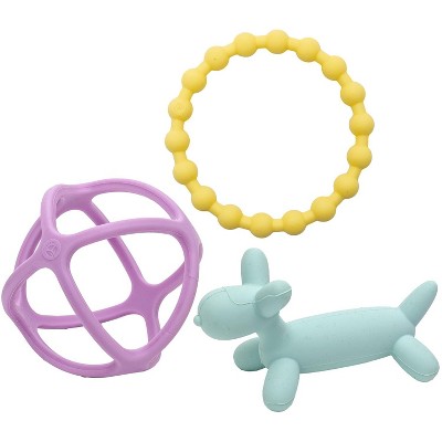 WeeSprout Handheld Teether Set, Silicone Baby Teether Toys for Infant Babies and Toddlers