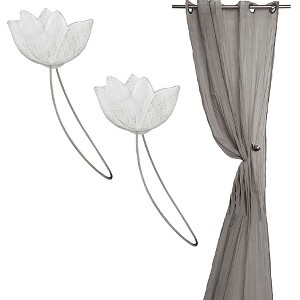Evideco French Home Goods Magnetic Tulip Curtain Tieback – Elegant Resin Design with Strong Magnet - 1 of 4