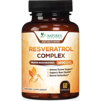 Resveratrol Capsules 1800mg Natural Antioxidant, Anti Aging, Anti Inflammatory - 60 Capsules