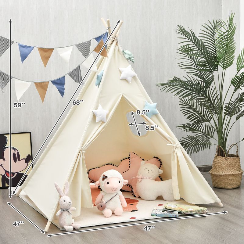 Costway Kids Canvas Play Tent Foldable Playhouse Toys for Indoor Outdoor, 2 of 11