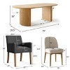 7-piece Dining Room Table Set, Oak Oval Table with 6 Linen Fabric Dining Chair and 2 Captain's Chair with Solid Wood Legs, Dining Room- Maison Boucle - 3 of 4