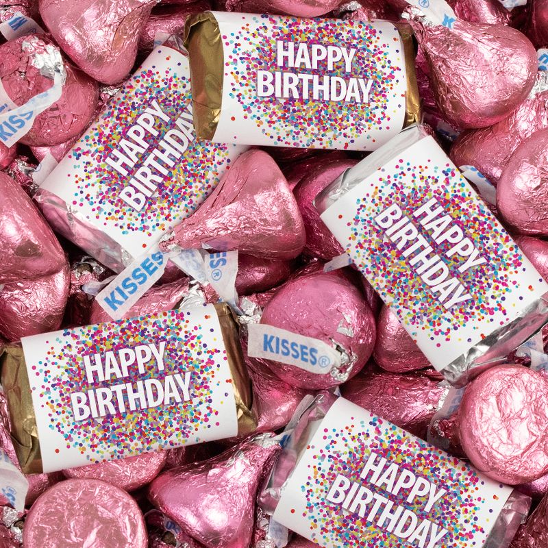 Birthday Candy Party Favors Hershey's Miniatures Chocolate and Kisses by Just Candy - Available in Multiple Colors, 1 of 3