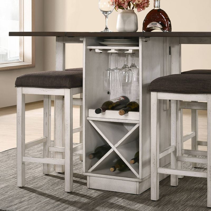 47&#34; Holmseth Drop Leaf Counter Height Dining Table with Wine Rack Dark Walnut/Antique White - HOMES: Inside + Out, 4 of 7
