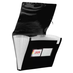 JAM Paper 9" x 13" Plastic Expanding File Folder 13 Pocket - Letter Size - Black