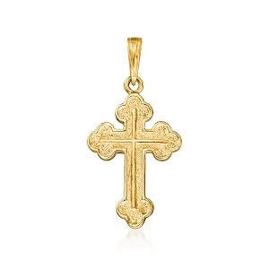 Ross-Simons 10kt Yellow Gold Budded Cross Pendant Size 1.00 - 1 of 3