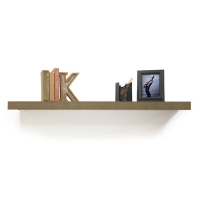 InPlace 60" x 8" Floating Shelf Wall Mounted Hidden Brackets Driftwood Gray: Modern PVC Smooth Finish, MDF Frame