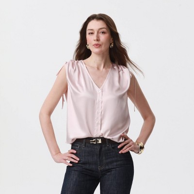Women's Satin Tie Button-Down Shirt - A New Day™