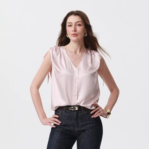 Women's Satin Tie Button-Down Shirt - A New Day™ - 1 of 3