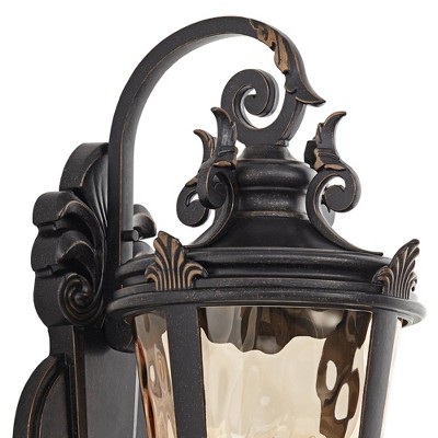 Vintage Bronze Outdoor Wall Light with Champagne Hammered Glass