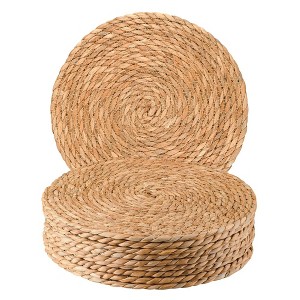 Aoibox Round Woven Placemats Set of 10 - Boho Rattan Natural Water Hyacinth Farmhouse Weave Rustic Braided Wicker Table Mats for Dining Table Wedding - 1 of 4