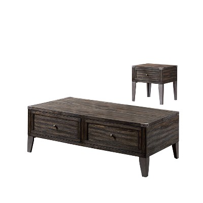 2pc Garrido Coffee Table Set Dark Oak - miBasics