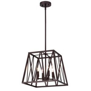 Chloe Lighting Ironclad Industrial 4 Light Oil Rubbed Bronze Inverted Pendant Ceiling Fixture 14" Wide - 1 of 4