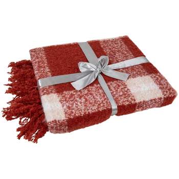 Northlight Red Plaid Woven Fringed Christmas Throw Blanket 50" x 60"