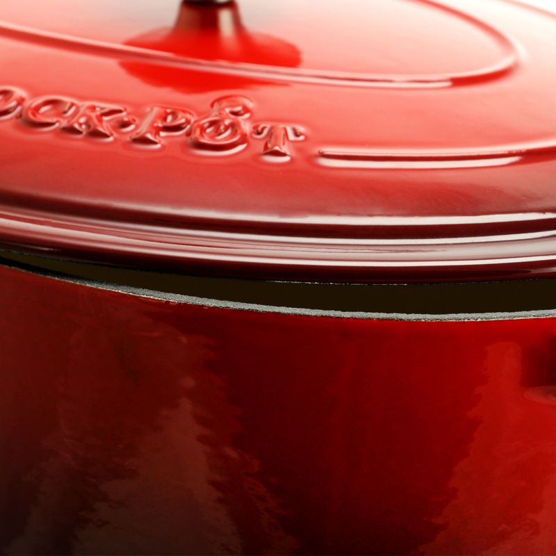 Crock Pot Artisan 7 Quart Oval Enameled Cast Iron Dutch Oven in Scarlet Red, 3 of 8