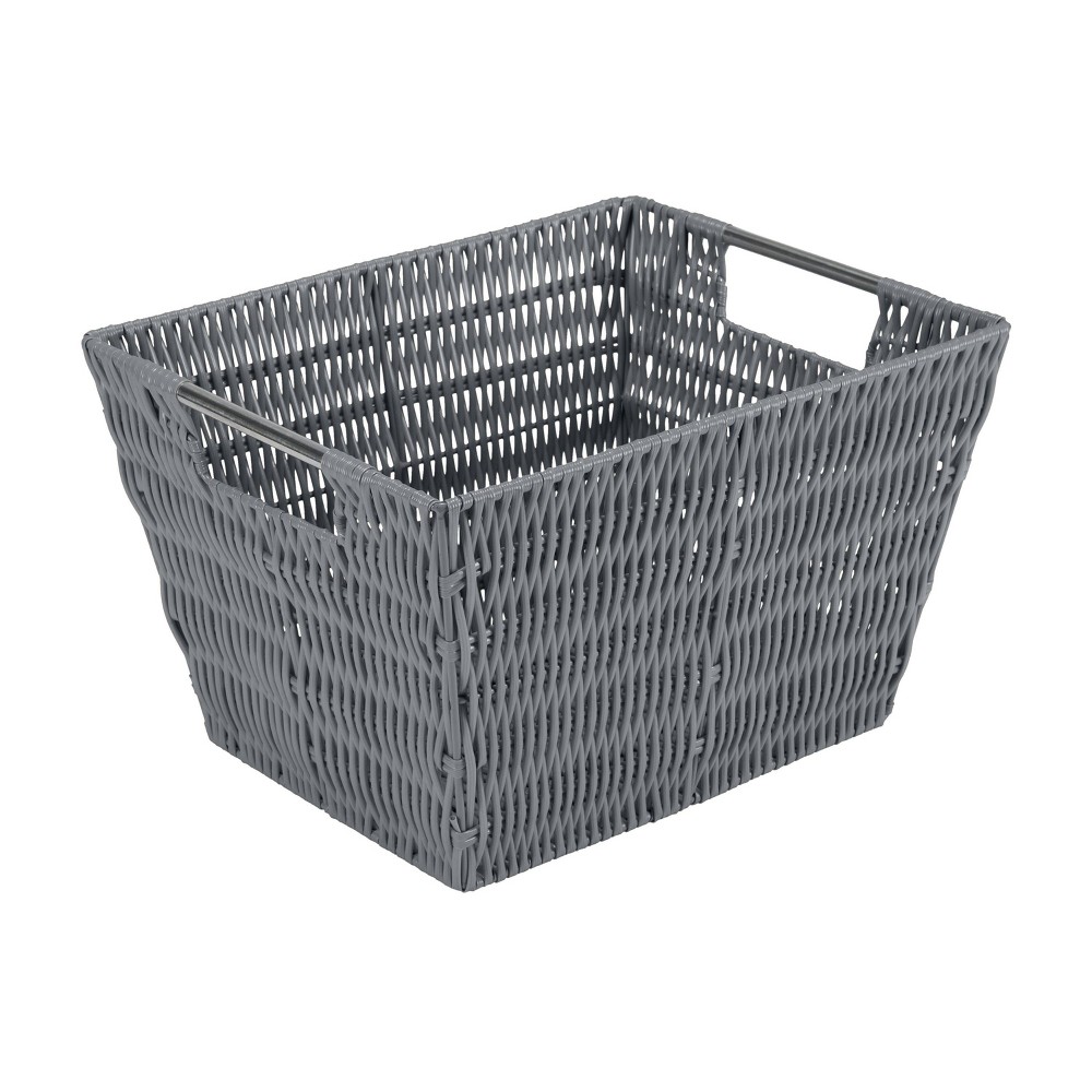 Photos - Other Decoration Simplify Medium Rattan Vertical Weave Tote Charcoal