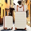 FURNIinspire Bag And Luggage Sets Suitcase Set Spinner Suitcases With TSA Lock And Tote Bag, 3 Piece Luggage Sets, White and Brown, 20" 28" - 2 of 4