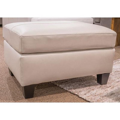 Genoa White Leather Match Contemporary Ottoman