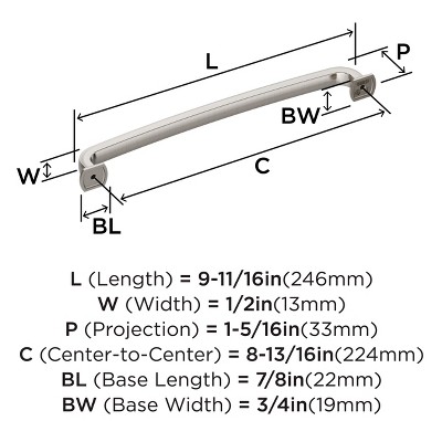 Satin Nickel 8-13/16" Modern Industrial Cabinet Pull