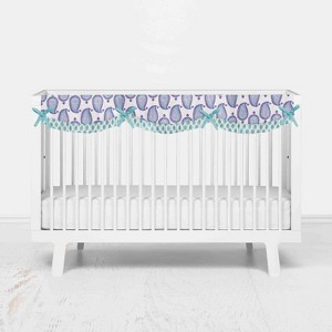 Bacati - Isabella Paisley Aqua/Lilac/Purple Long Side Crib Rail Guard Cover - 1 of 4