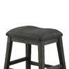 Simple Relax Set of 2 Linen-Fabric Padded Counter Height Stools in Dark Grey - 3 of 4