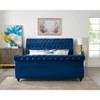 Roundhill Furniture Evora Velvet Upholstered Crystal Button Tufted Sleigh Bed, Blue - 2 of 4