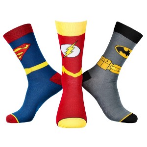 DC Comics Justice League Superman The Flash Batman Socks Men's 3 Pack Crew Socks - 1 of 4