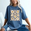 Simply Sage Market Women's Checkered Smiley Face Flowers Short Sleeve Garment Dyed Tee - 2 of 2