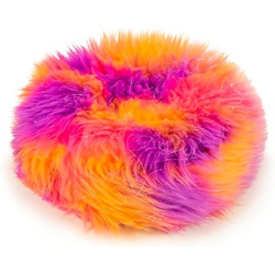 goDog Furballz Ring Squeaky Plush Dog Toy, Chew Guard Technology - Warm Rainbow, Large