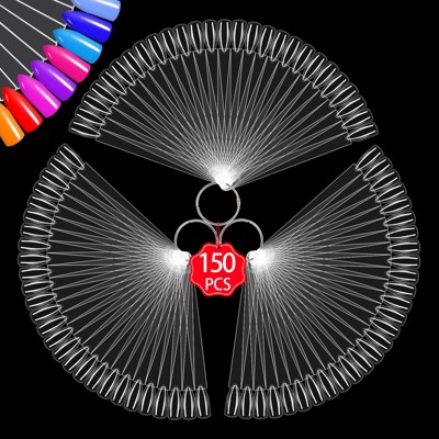 Saviland Pro Salon 150PC C-Curve Optical Display System - Clear Nail Swatches w/Rings for Polish Artistry Reference. (Size: 150 Count)