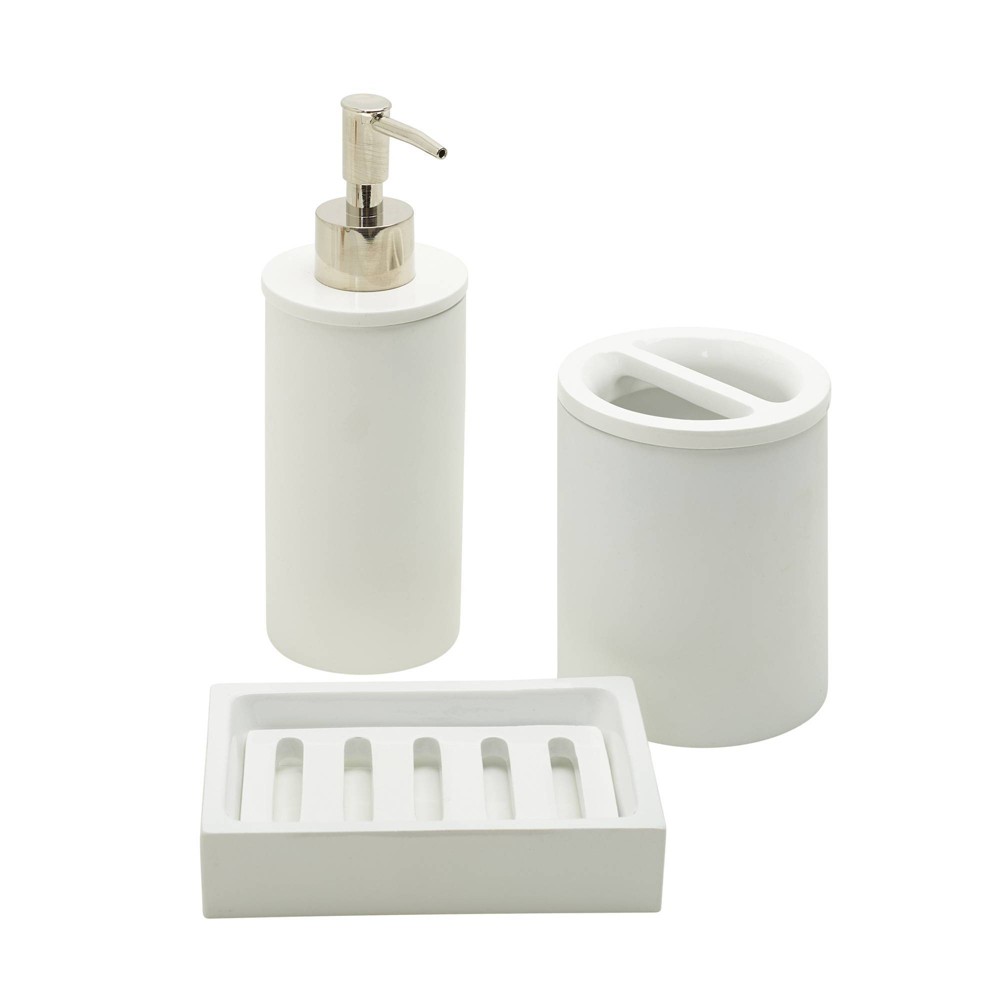 Photos - Other Bathroom Accessories 3pc Smart Accessories Bundle White - Zenna Home: Resin Bath Ensemble, Includes Dispenser & Dish