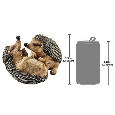 Set of 2 Hand-Painted Resin Hedgehog Garden Statues