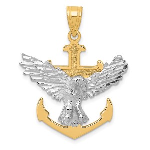 Black Bow Jewelry 14k Two Tone Gold Mariner's Cross & Eagle Pendant, 28 x 35mm - 1 of 4