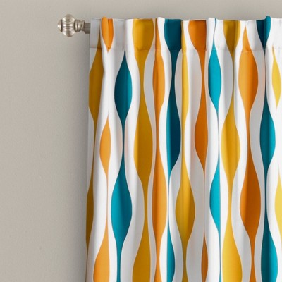Turquoise and Orange Geometric Blackout Polyester Window Panels