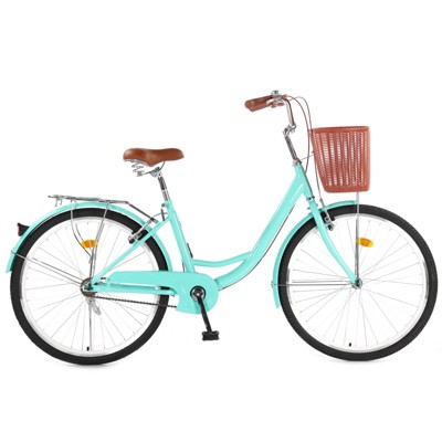 Bike Commuter Bike Beach Cruiser with Ergonomic Upright Design, w/Basket & Adjustable Seat | Comfort Commuter Bicycle