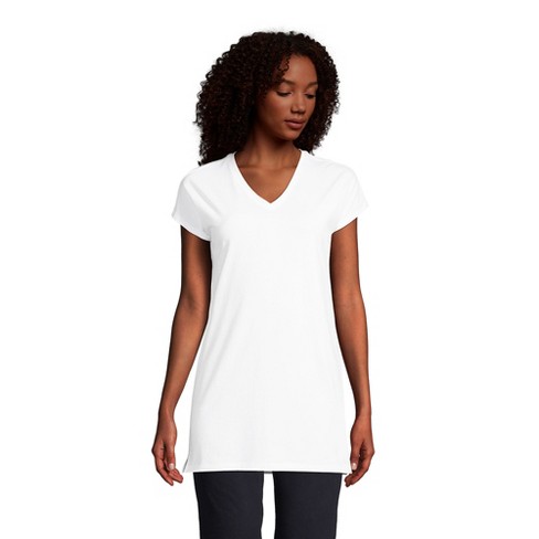 Lands' End Women's Short Sleeve Supima Cotton Xlong Vneck Tunic