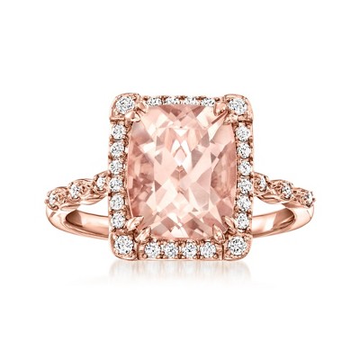 Ross-Simons 2.60 Carat Morganite Ring With .22 ct. t.w. Diamonds in 14kt Rose Gold