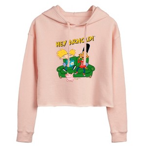 Women's - Hey Arnold! - Arnold, Gerald, and Abner Cropped Graphic Hoodie - 1 of 3