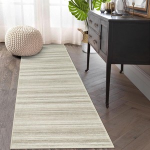 Acekool Striped Area Rug Modern Foldable Washable Non-Slip Soft Plush, Entryway & Bedroom Rug - 1 of 4