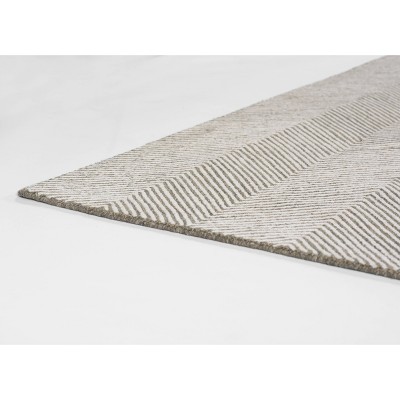 Gray Herringbone Handmade Tufted Wool Area Rug, 3'6" x 5'6"