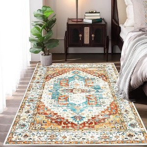 Ultra Soft Oriental Design, Pet & Child Friendly, Machine Washable, Non-Slip, Stain Resistant, Foldable Carpet - 1 of 4