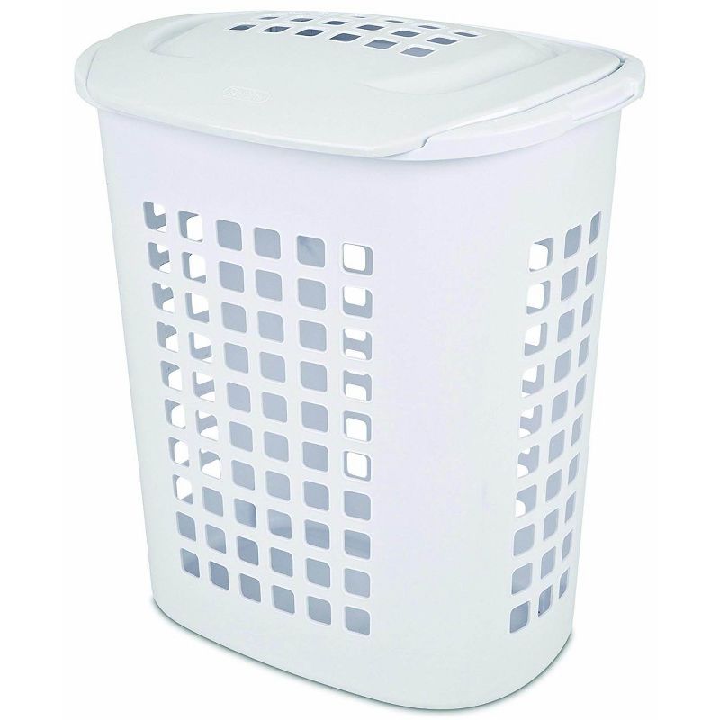Sterilite 2.3 Bushell 81 Liter Lift Top XL Laundry Basket Hamper, White (8 Pack), 3 of 7